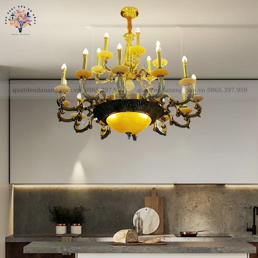 Đèn Chùm Đồng Chao Đá 816/18