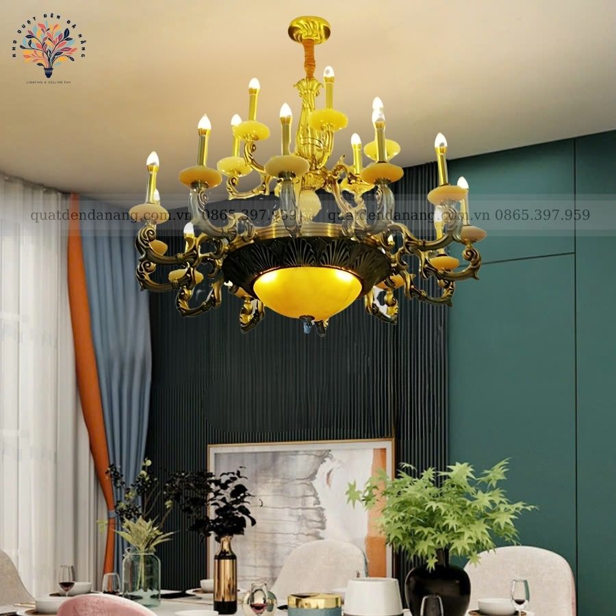 Đèn Chùm Đồng Chao Đá 816/18