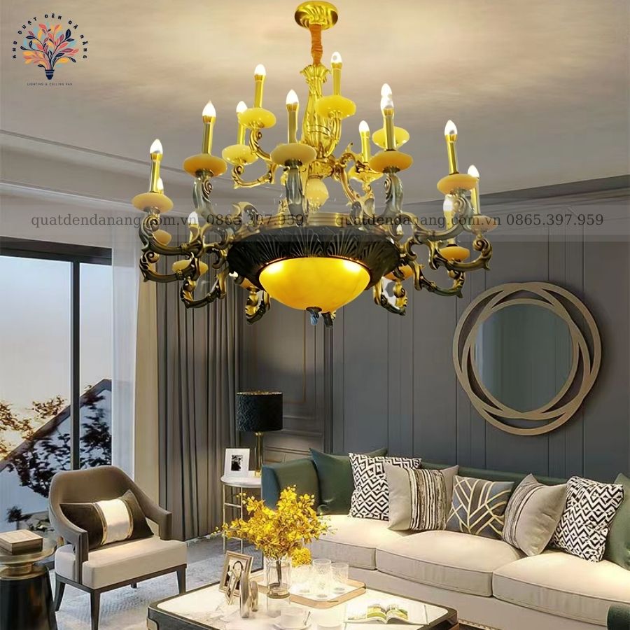 Đèn Chùm Đồng Chao Đá 816/18