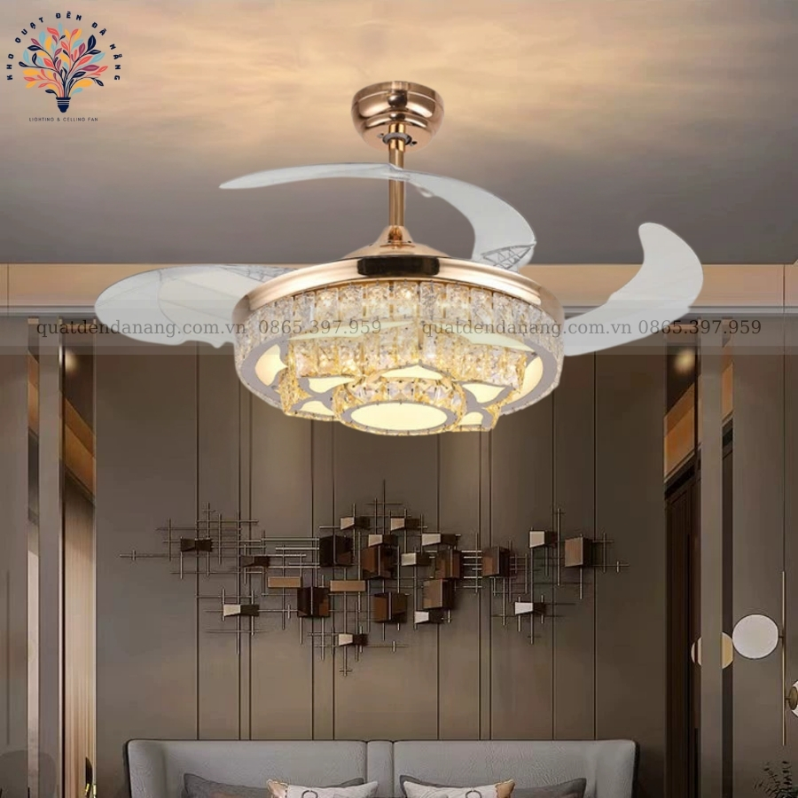 Quạt Cụp Xòe Pha Lê 000