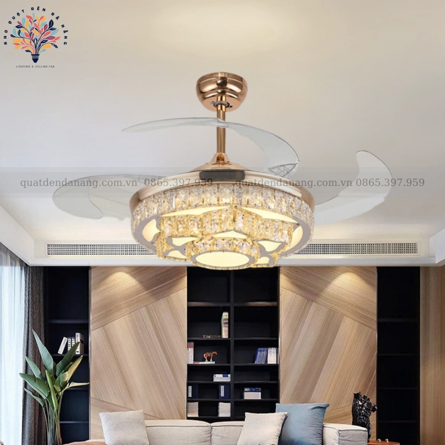 Quạt Cụp Xòe Pha Lê 000