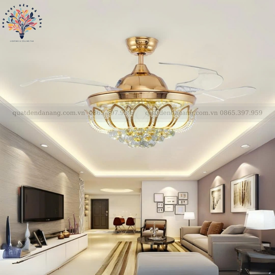 Quạt Cụp Xòe Cánh Sen