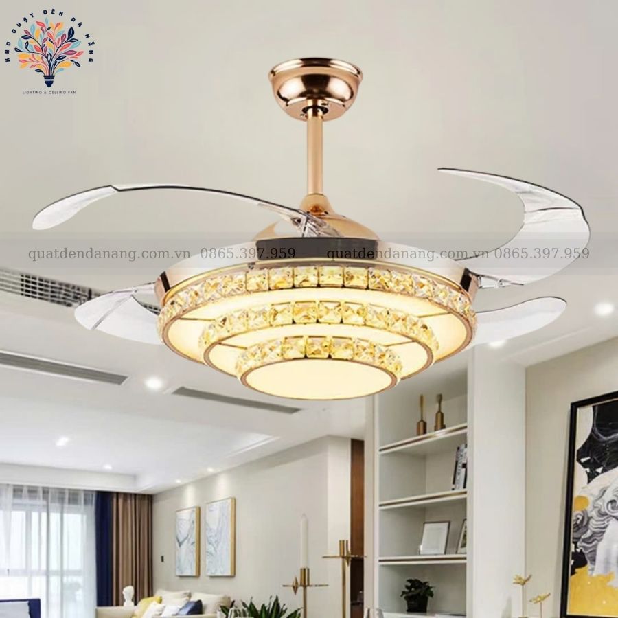 Quạt Cụp Xòe Pha Lê 872