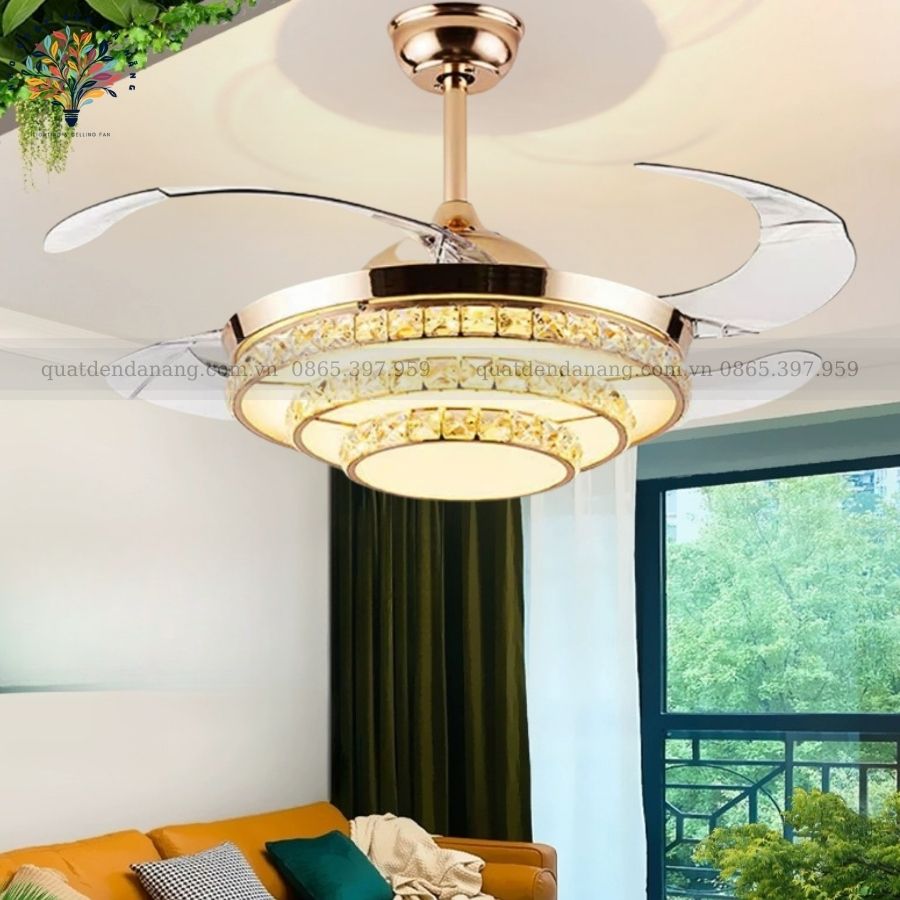 Quạt Cụp Xòe Pha Lê 872