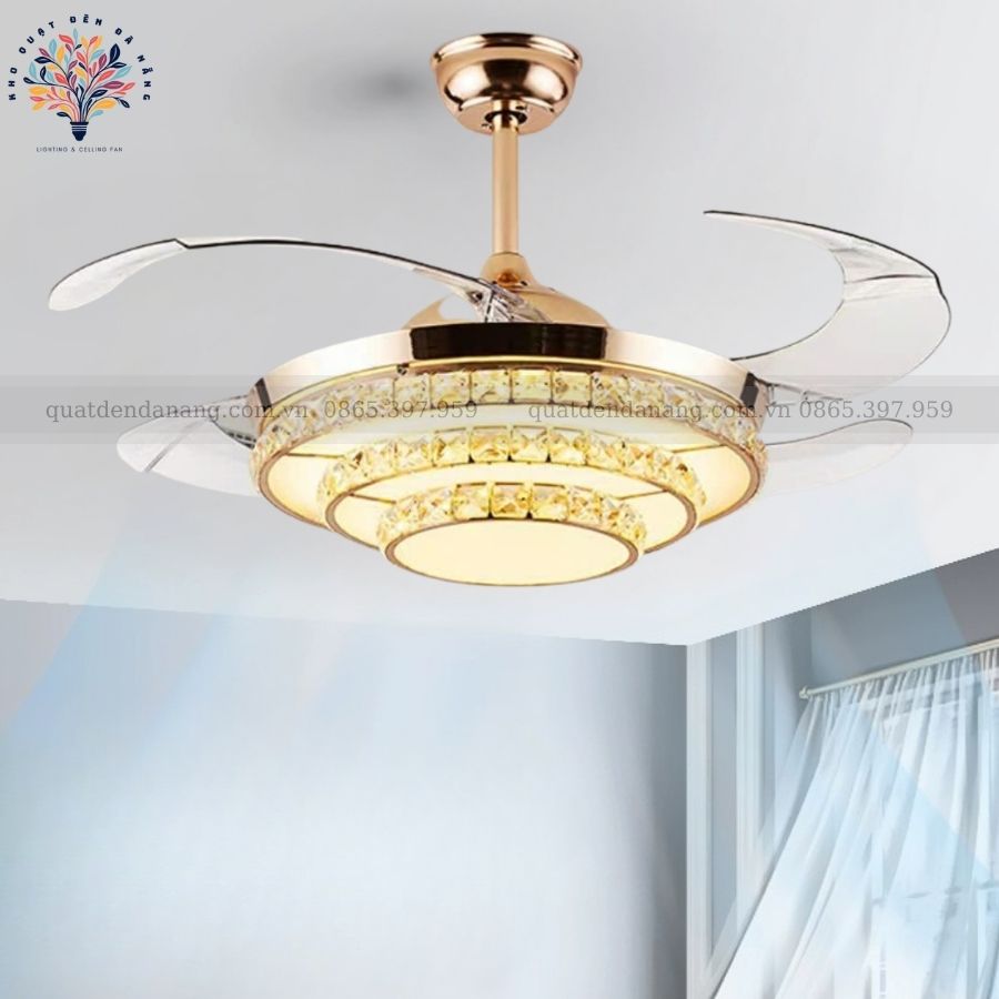 Quạt Cụp Xòe Pha Lê 872