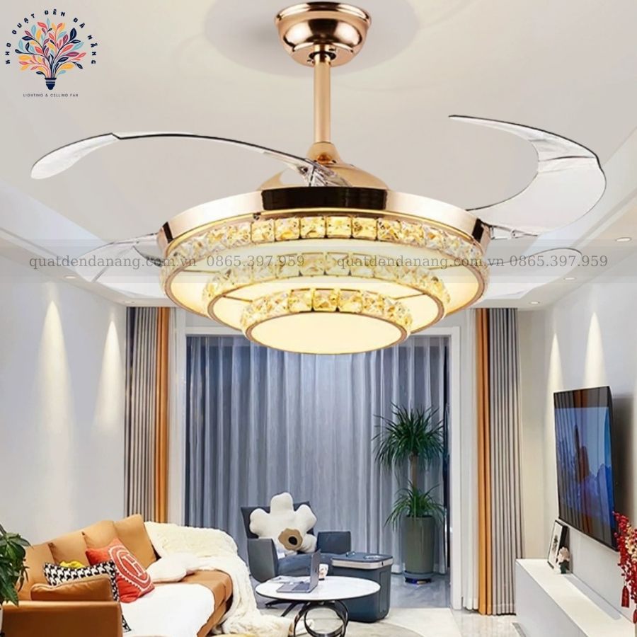 Quạt Cụp Xòe Pha Lê 872