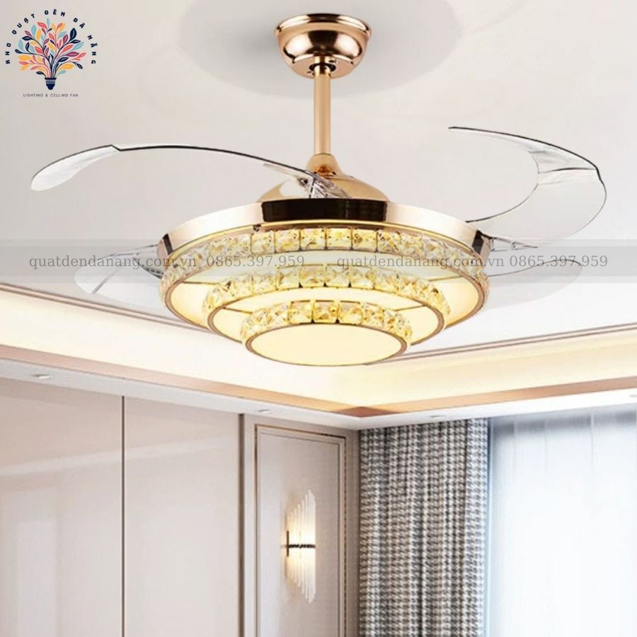 Quạt Cụp Xòe Pha Lê 872