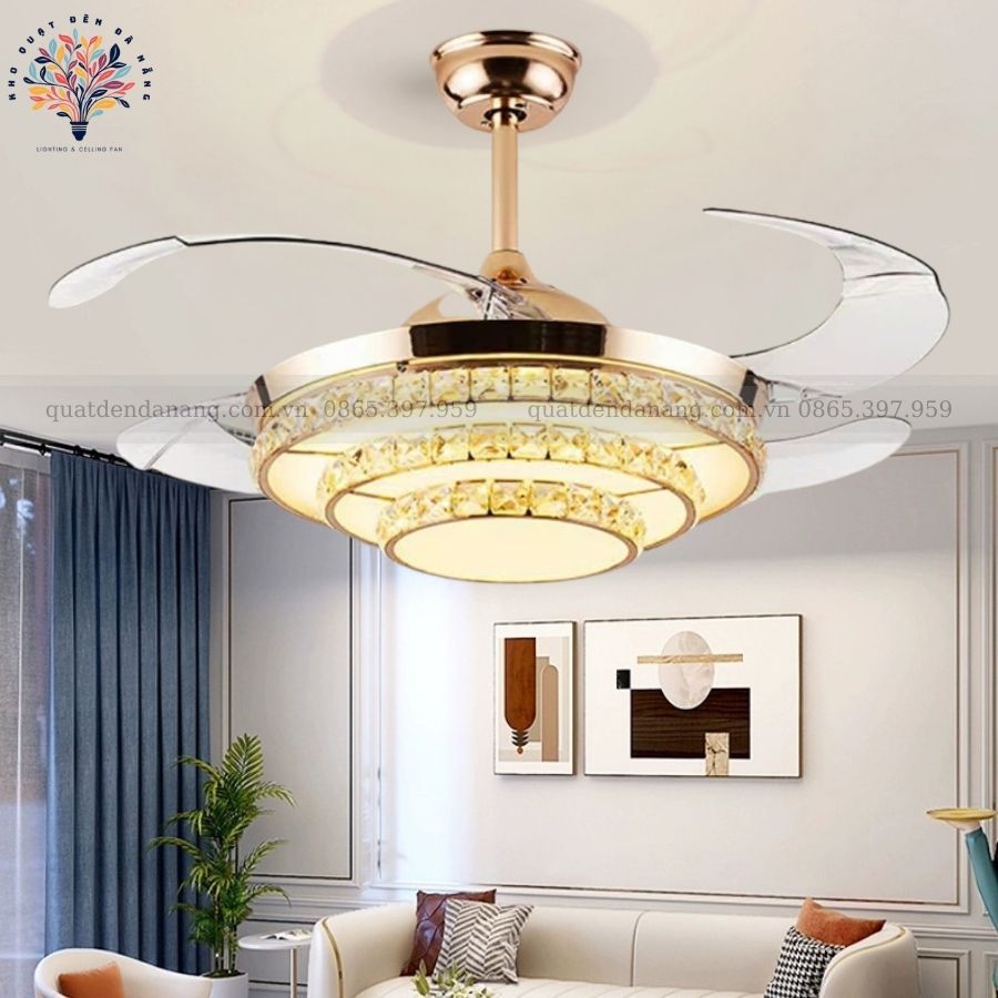 Quạt Cụp Xòe Pha Lê 872