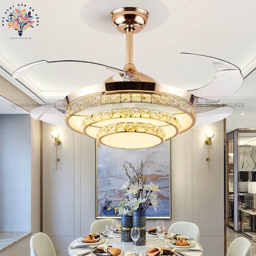 Quạt Cụp Xòe Pha Lê 872