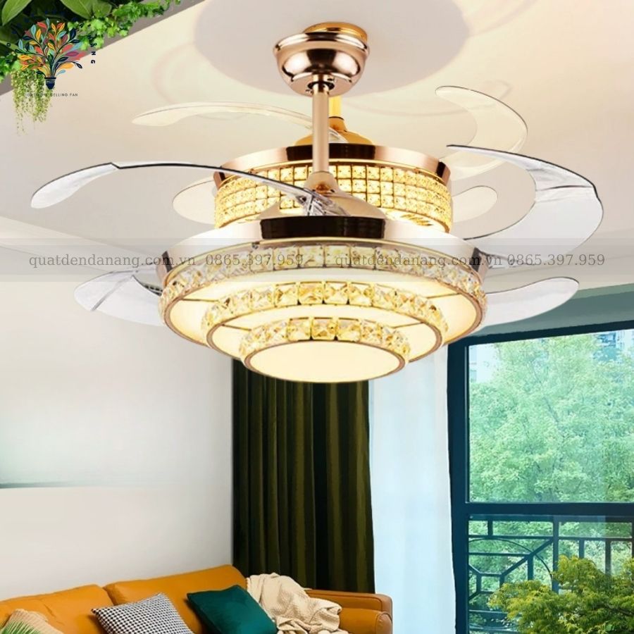 Quạt Cụp Xòe Pha Lê 872