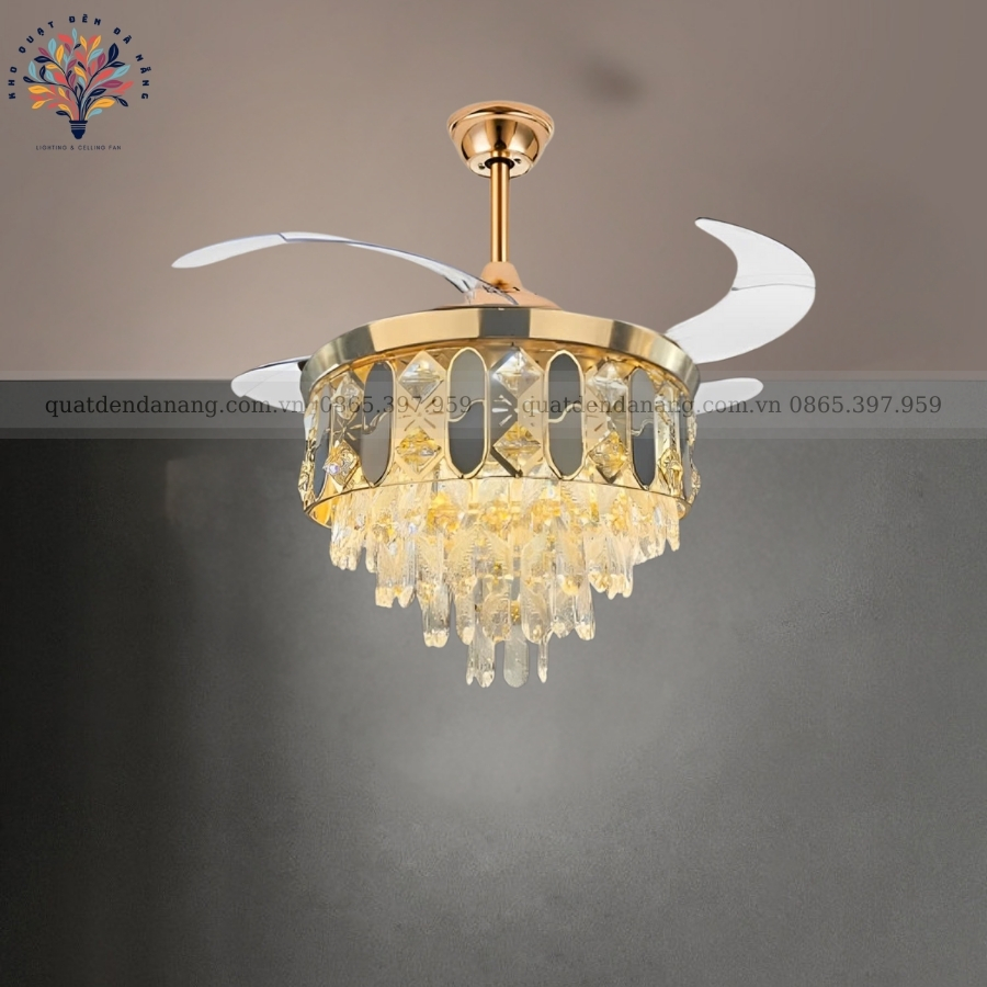 Quạt Cụp Xòe Pha Lê 358