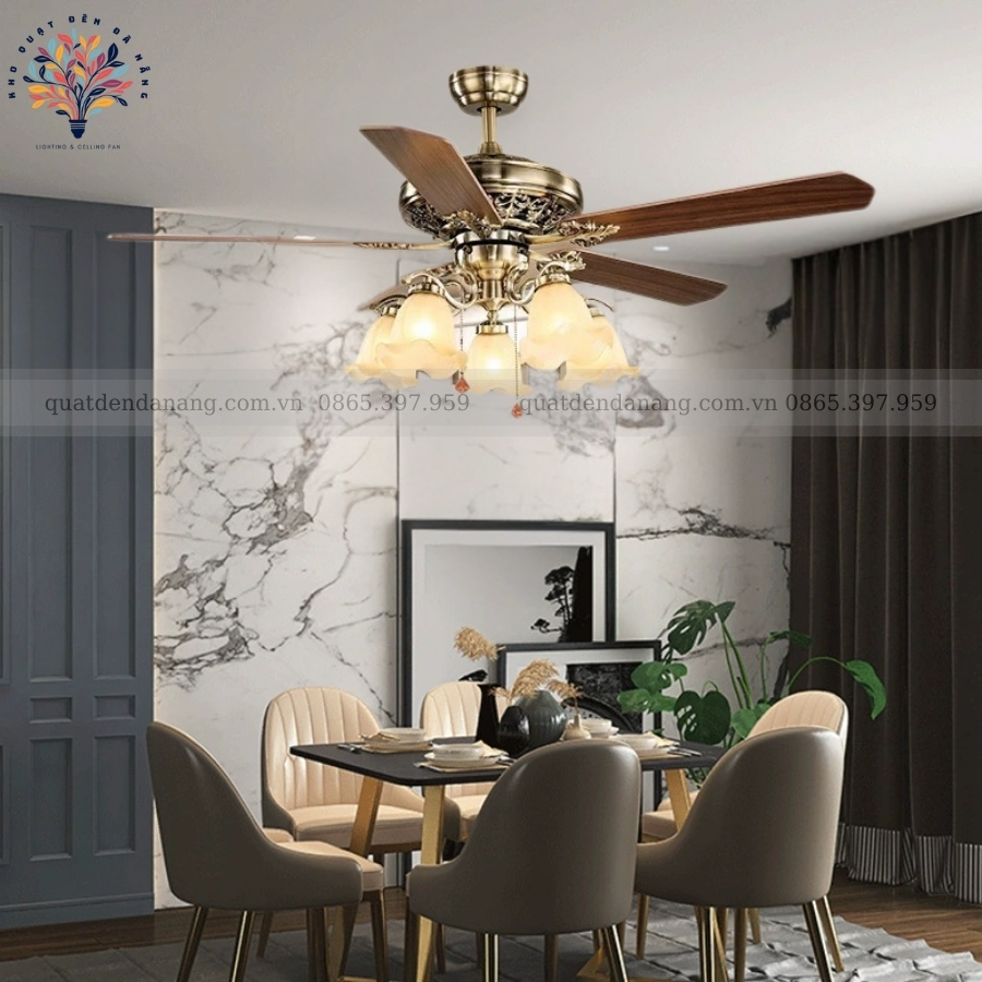 Quạt Trần Đèn Cánh Gỗ 8310