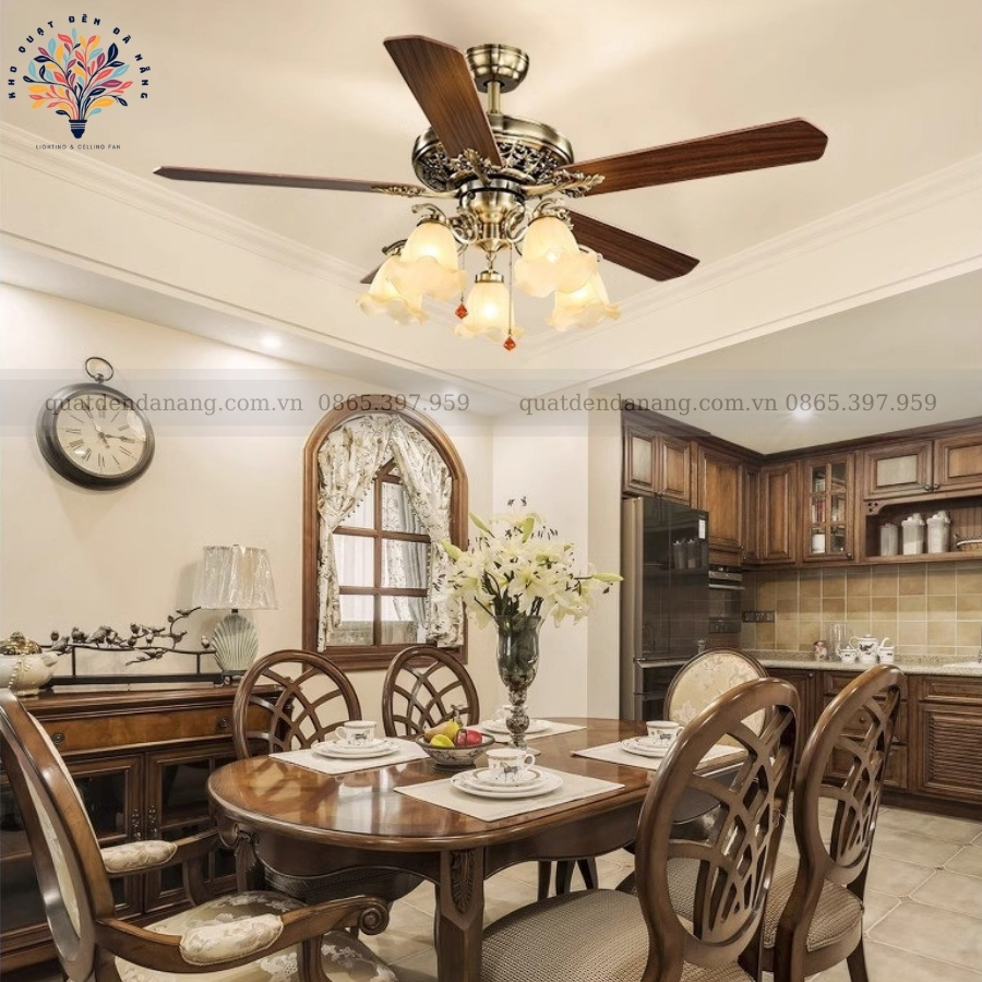Quạt Trần Đèn Cánh Gỗ 8310