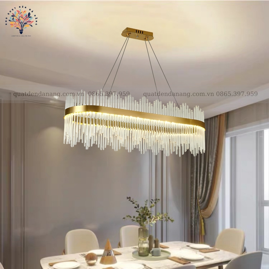 Đèn Chùm Pha Lê Chữ Nhật Vương Miệng