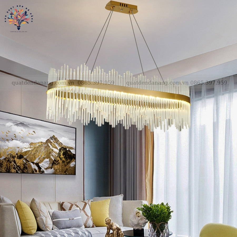 Đèn Chùm Pha Lê Chữ Nhật Vương Miệng