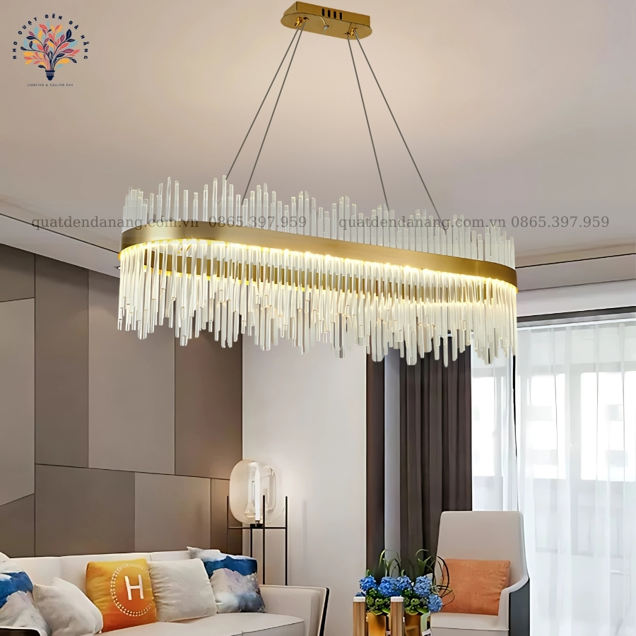 Đèn Chùm Pha Lê Chữ Nhật Vương Miệng