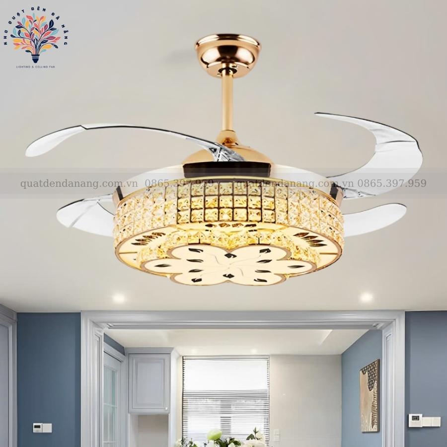 Quạt Cụp Xòe Pha Lê 378