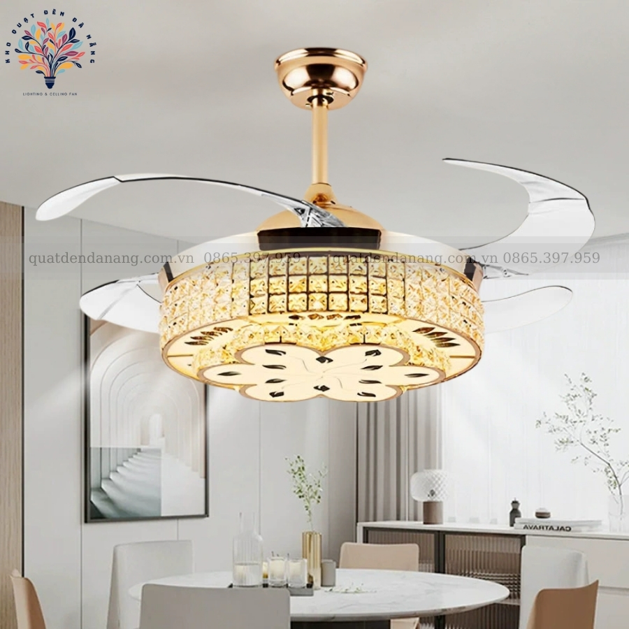 Quạt Cụp Xòe Pha Lê 378