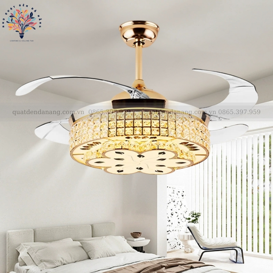 Quạt Cụp Xòe Pha Lê 378
