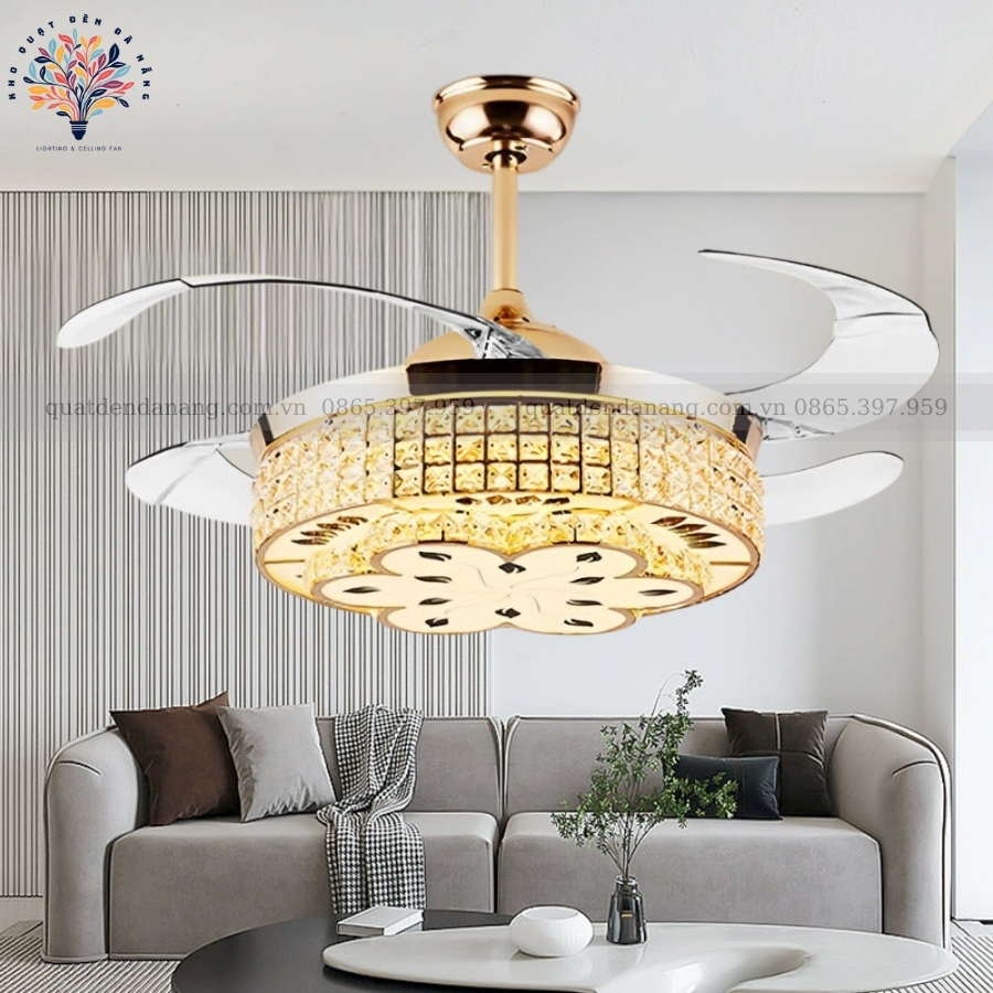 Quạt Cụp Xòe Pha Lê 378