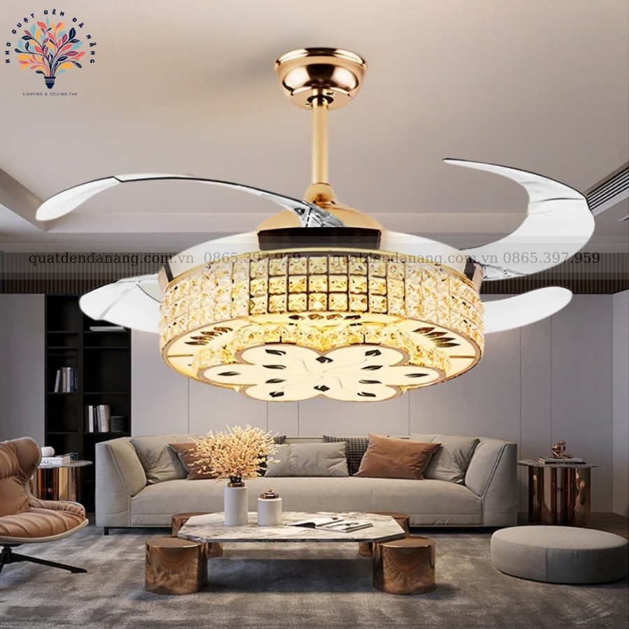 Quạt Cụp Xòe Pha Lê 378