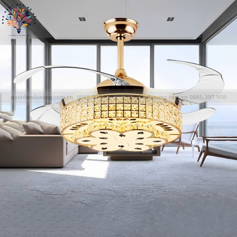Quạt Cụp Xòe Pha Lê 378
