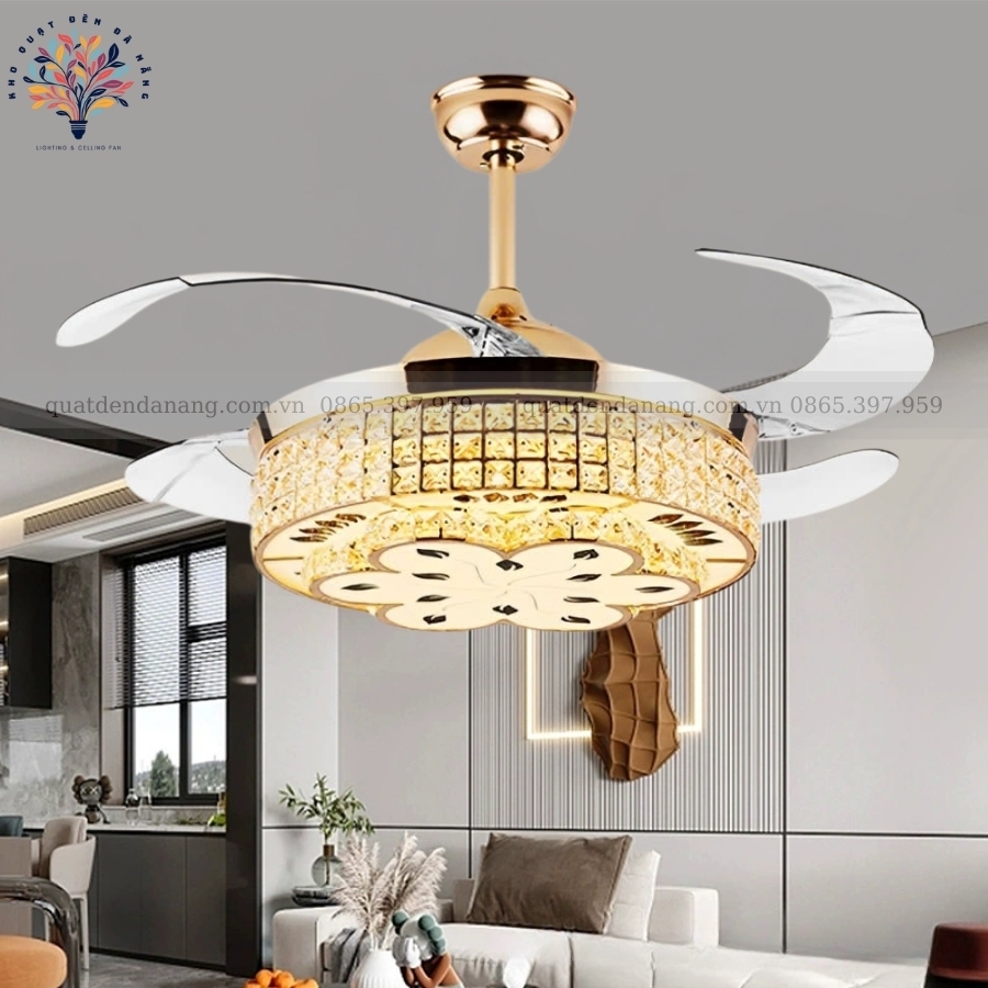 Quạt Cụp Xòe Pha Lê 378