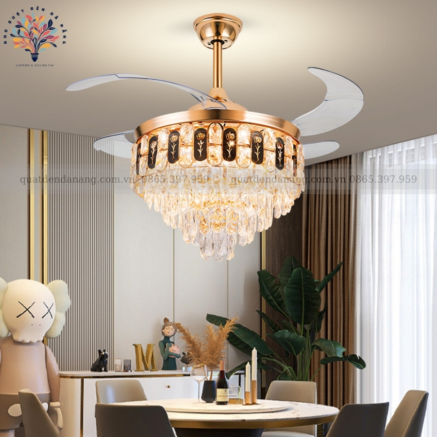 Quạt Cụp Xòe Pha Lê 356