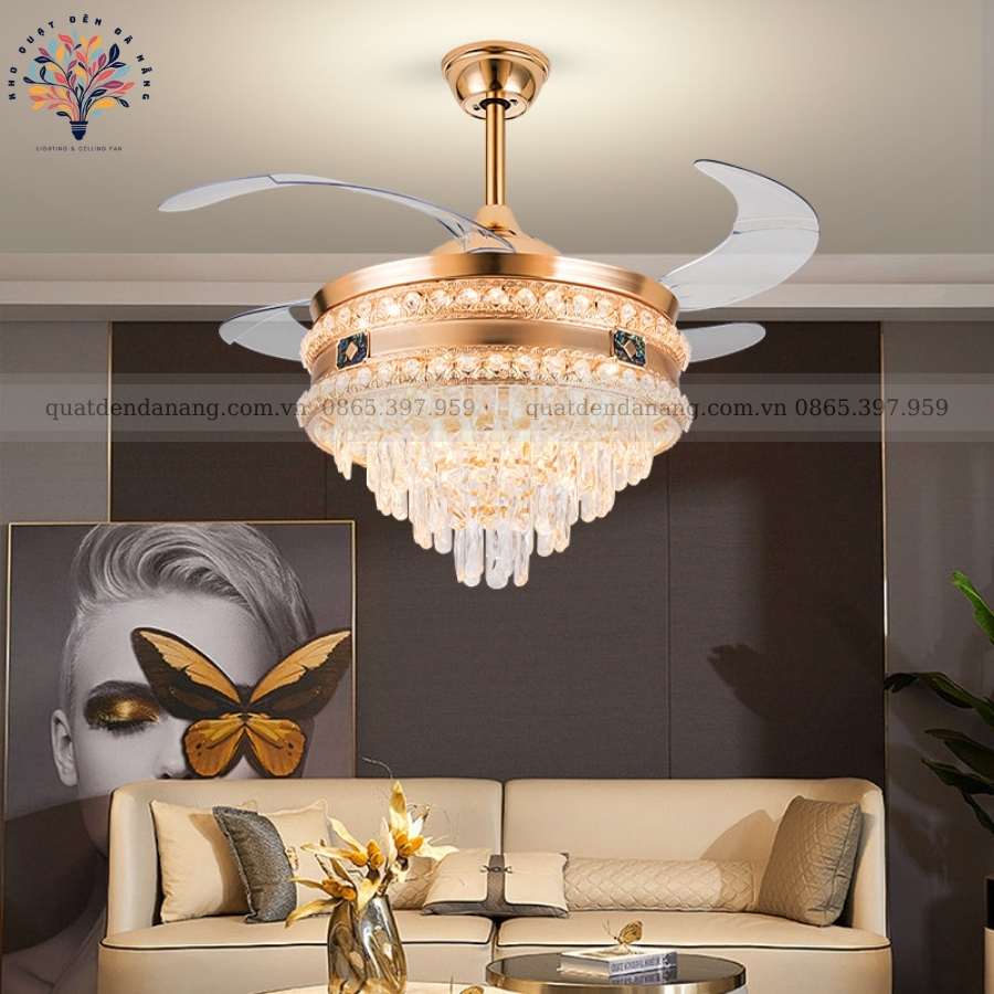 Quạt Cụp Xòe Pha Lê 356