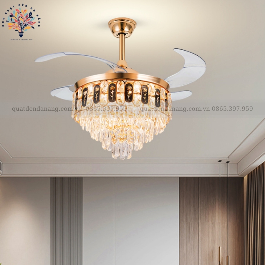 Quạt Cụp Xòe Pha Lê 356