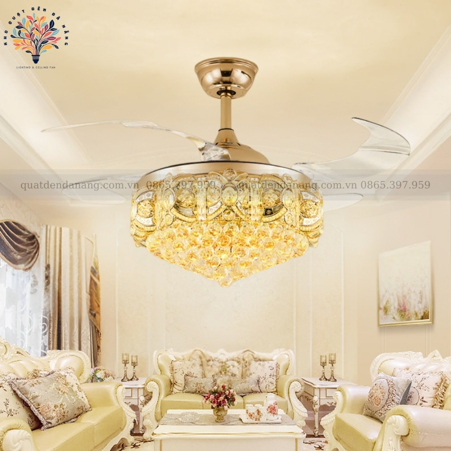 Quạt Cụp Xòe Pha Lê Nữ Hoàng