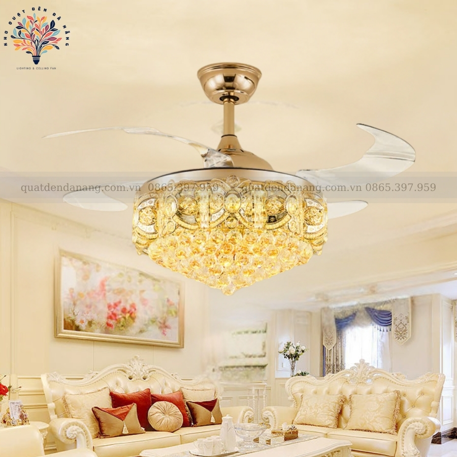 Quạt Cụp Xòe Pha Lê Nữ Hoàng