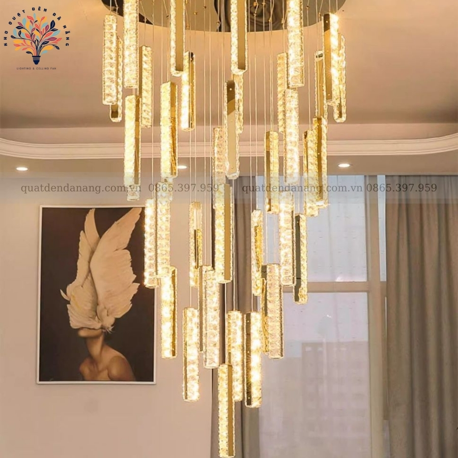 Đèn Chùm Pha Lê Thông Tầng 208