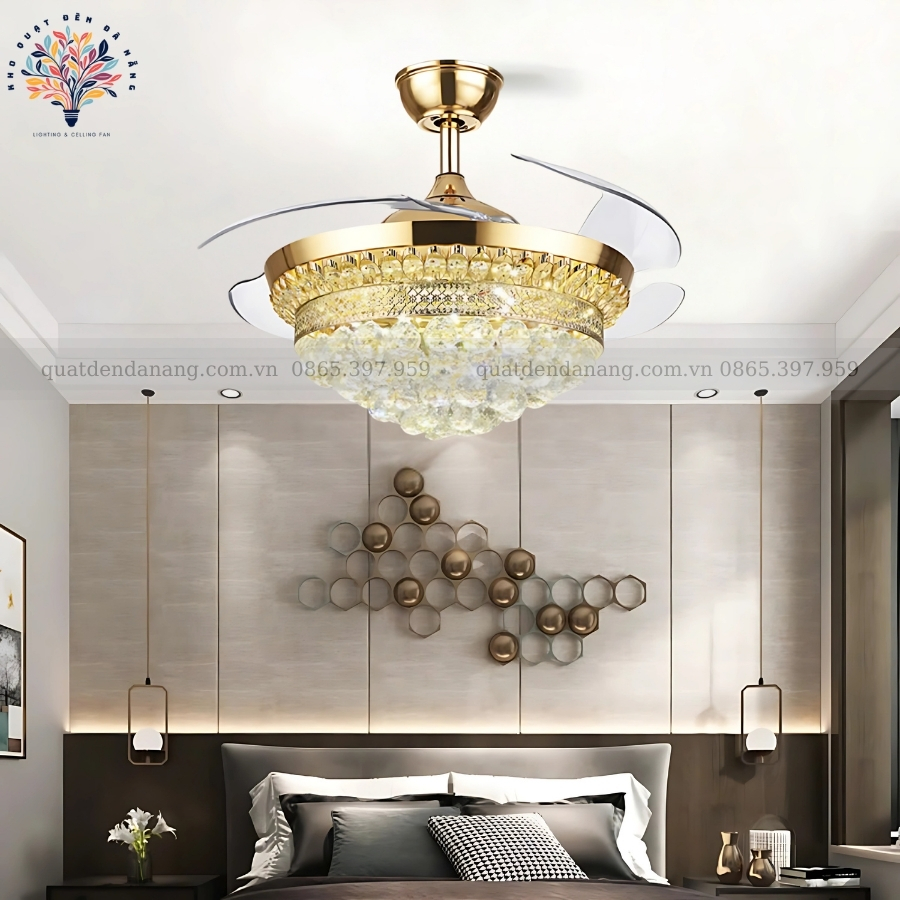 Quạt Cụp Xòe Pha Lê 205