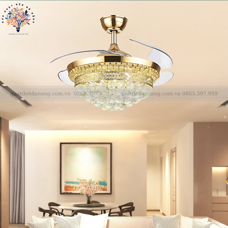 Quạt Cụp Xòe Pha Lê 205