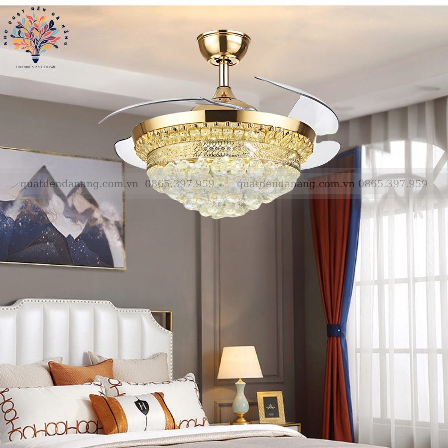 Quạt Cụp Xòe Pha Lê 205