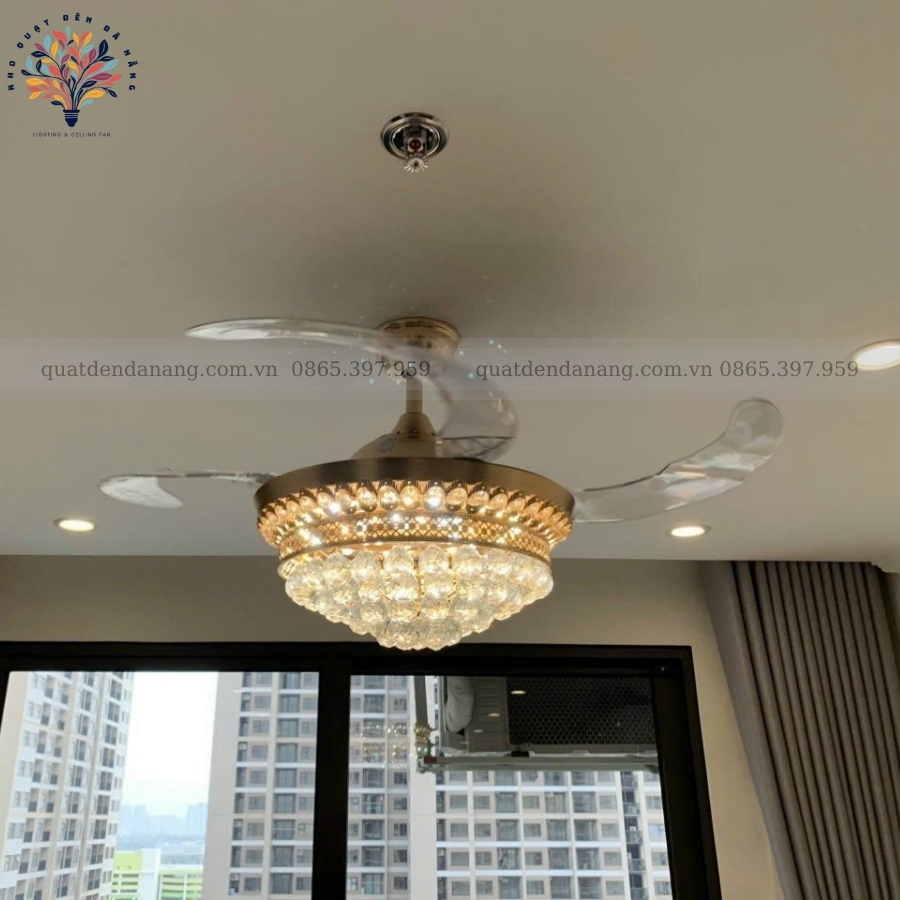 Quạt Cụp Xòe Pha Lê 205
