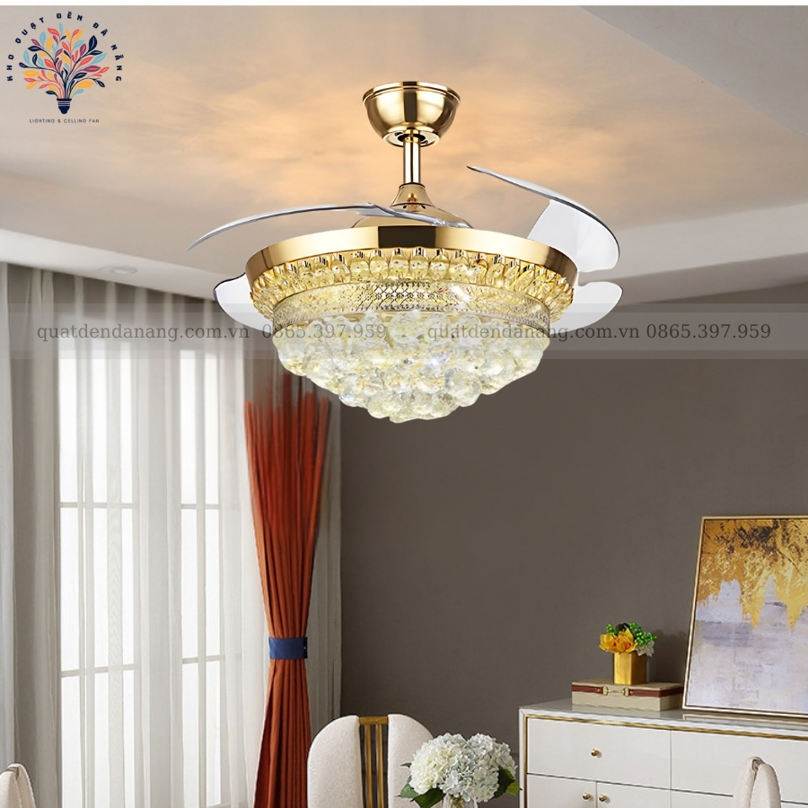 Quạt Cụp Xòe Pha Lê 205