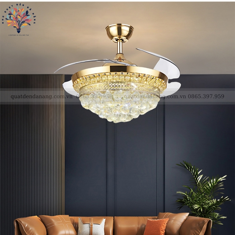Quạt Cụp Xòe Pha Lê 205