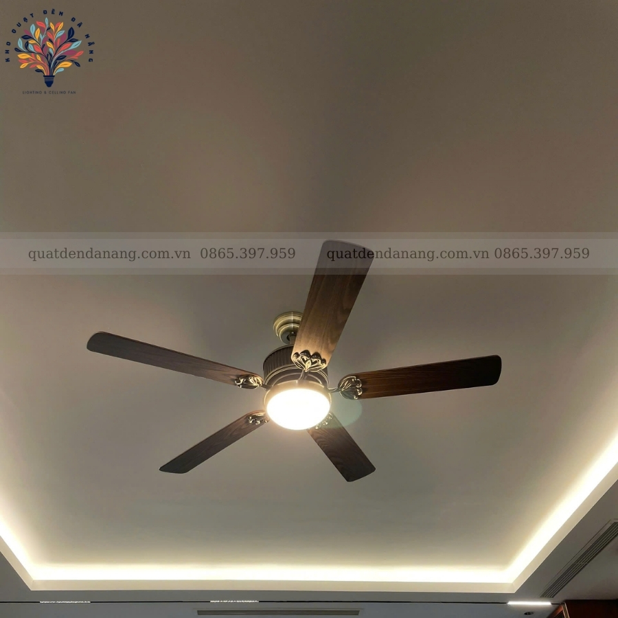 Quạt Trần Đèn Cánh Gỗ 350